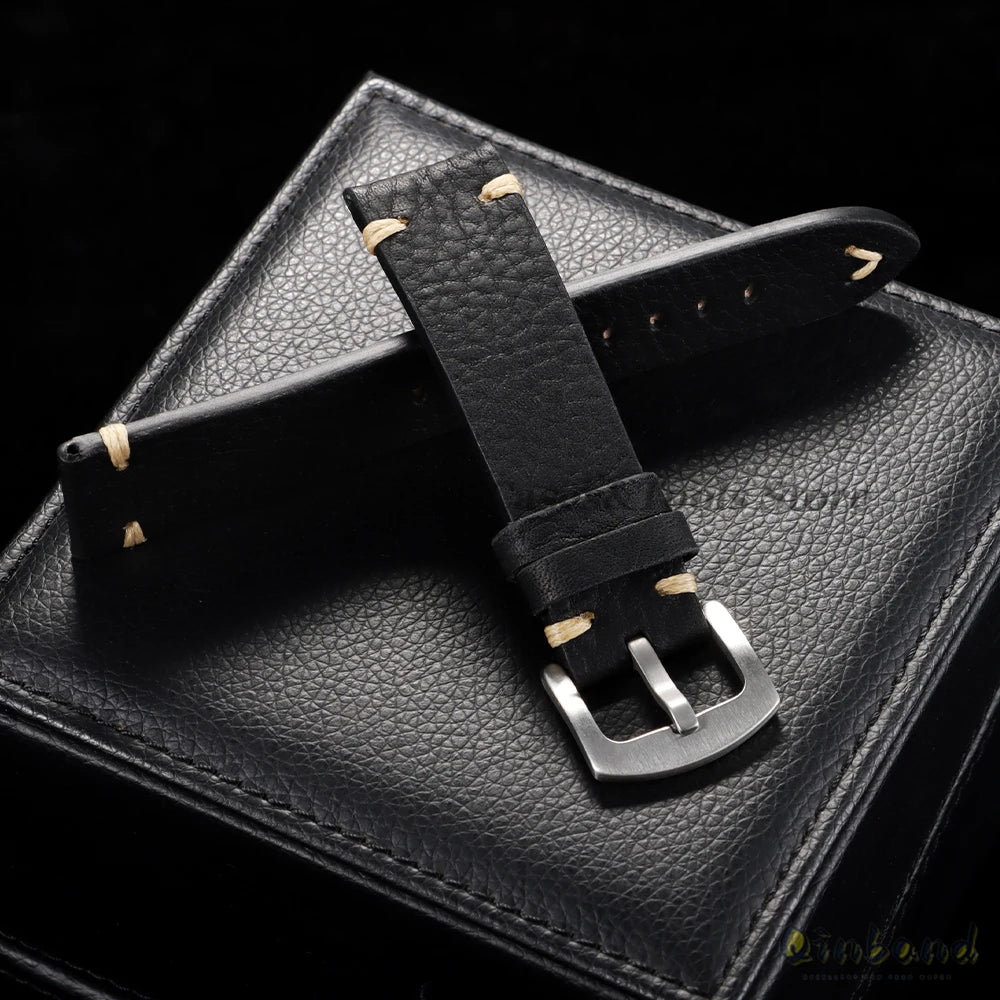 18mm 20mm 22mm Genuine Leather Watchband Old Black Brown Men Women Vintage Handmade Stitching Bracelet for Seiko for Omega Strap