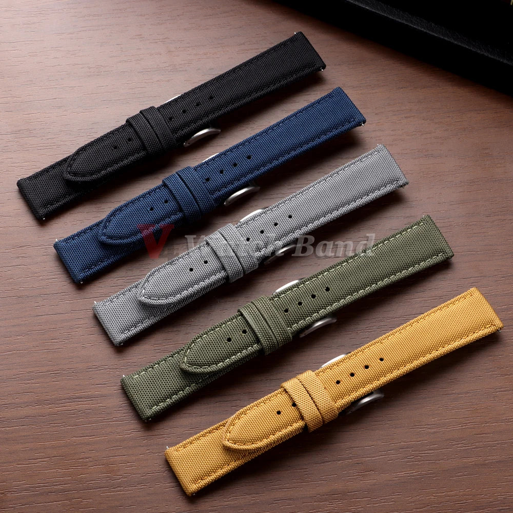 Quick Release Nylon Watchband Sailcloth Watch Strap 20mm 22mm for Omega for Seiko Business Butterfly Buckle for Tudor Men Women