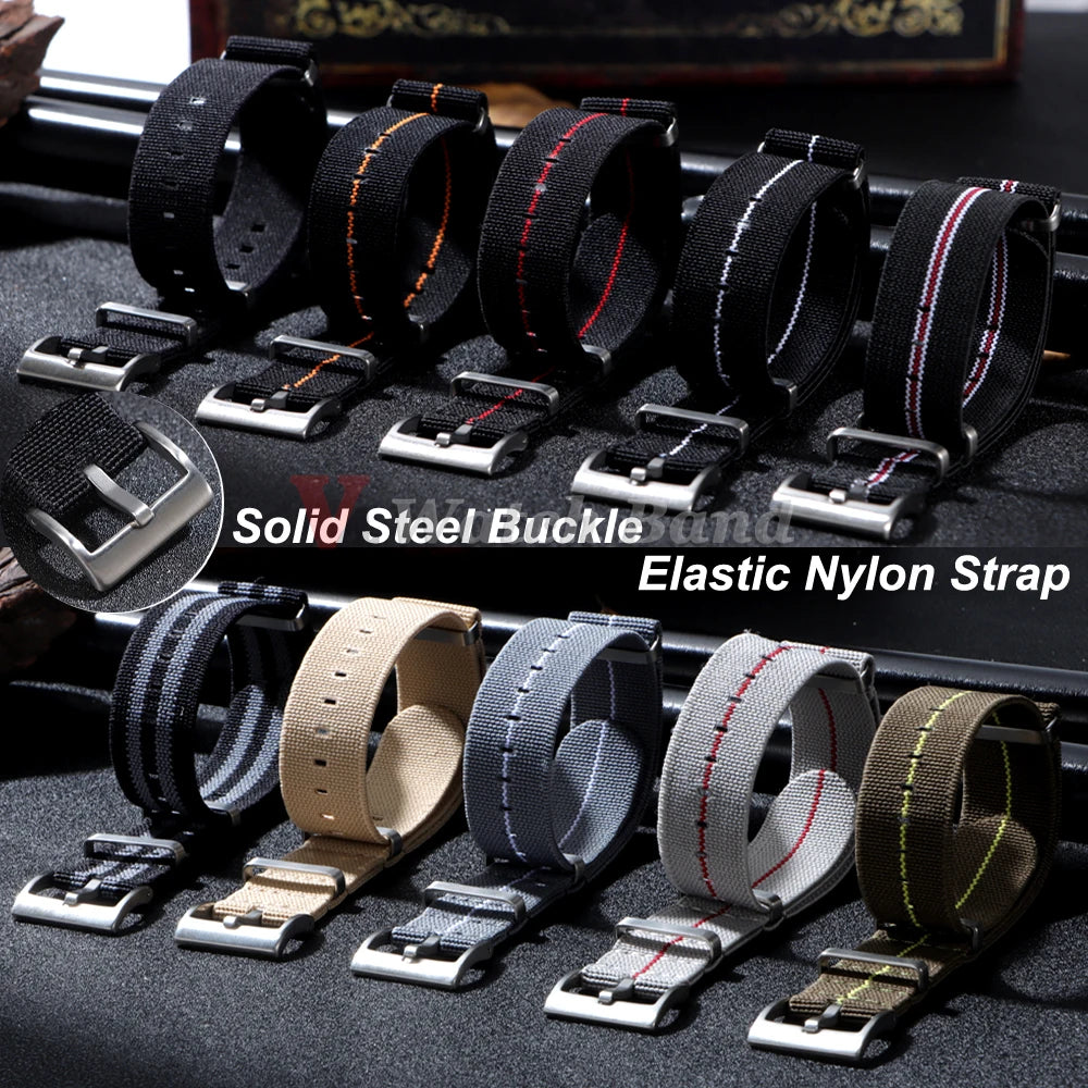 18mm 20mm 22mm Elastic Nylon Watch Strap for Seiko Army Sport Bracelet Replacement Brown Green Band Military Casual Watchband