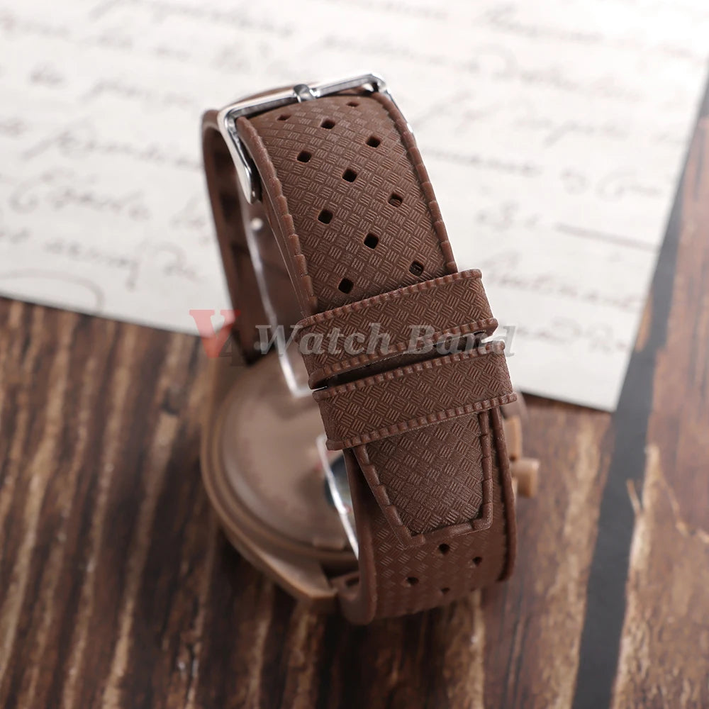 Premium Grade Tropical Rubber Watch Strap 20mm 22mm for Seiko SRP7J1 Watch Bands Diving Waterproof Strap Flat Universal Bands