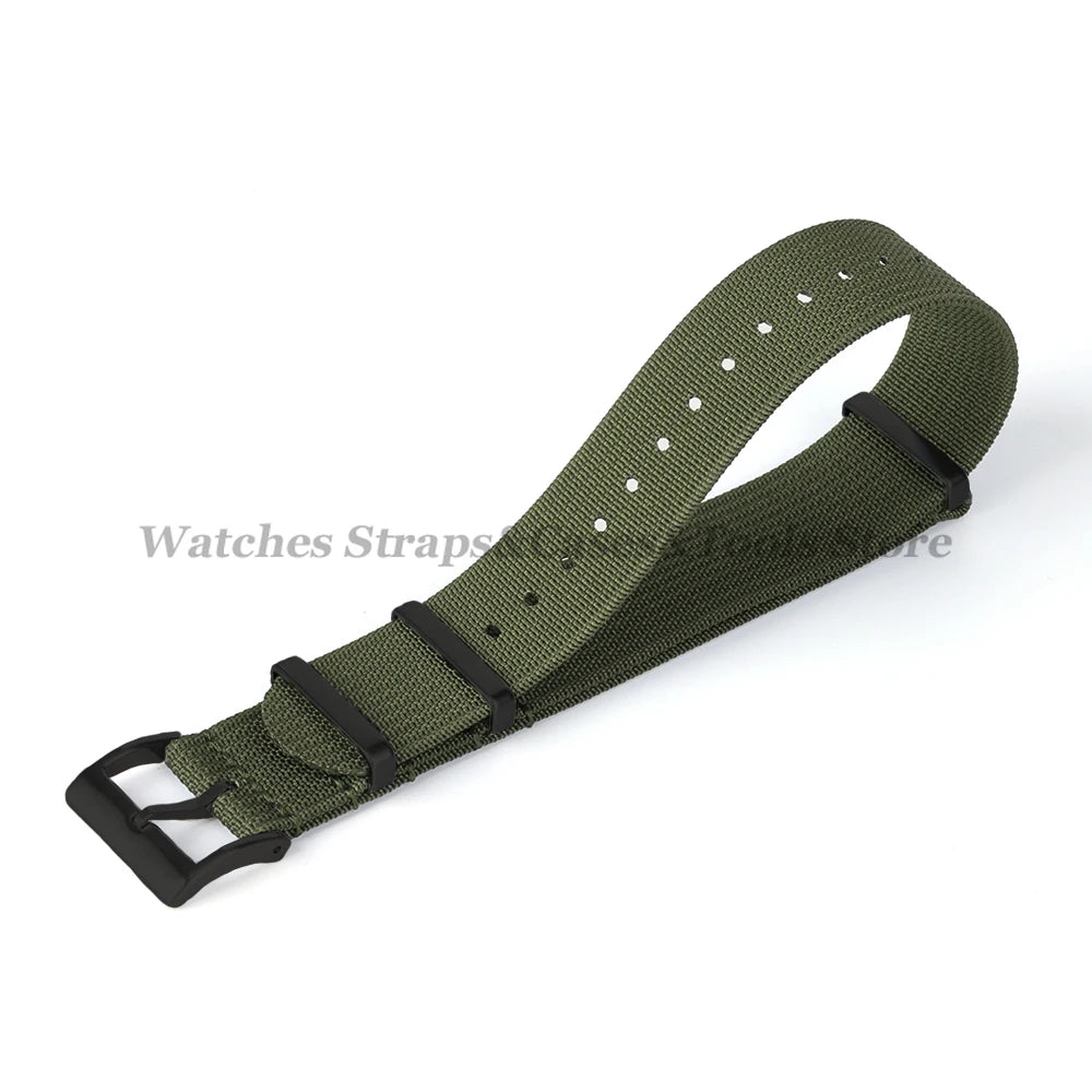 New Ribbed Nylon Strap 20mm 22mm for Seiko Military Fabric Braid Ballistic Watchband for Samsung Galxy Watch3/4/5/6 Black Buckle