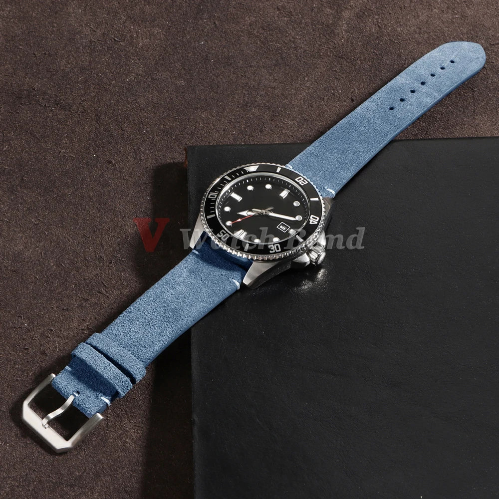 Quick Release Soft Suede Strap for Seiko Wristband 20mm 22mm Brown Blue Grey Watch Bands Calfskin Bracelet Women&Men Accessories