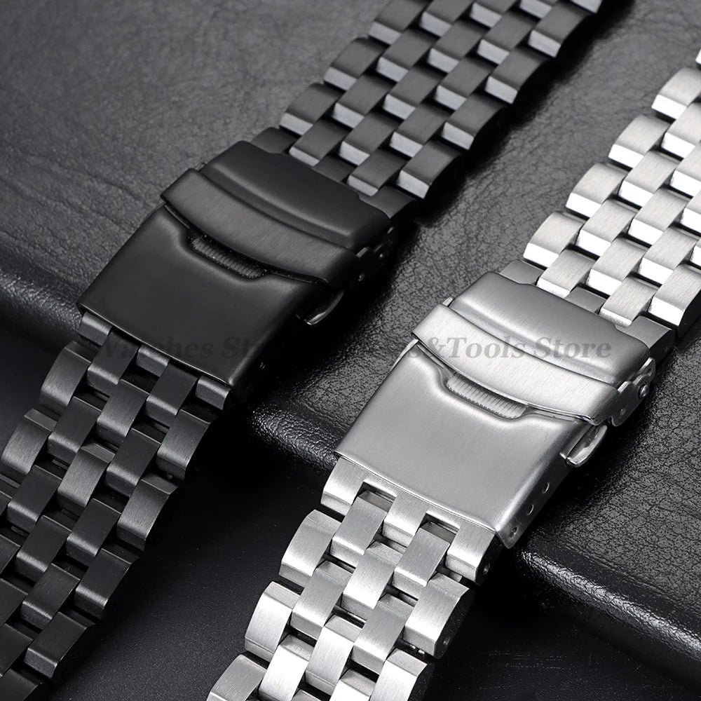High Quality Solid Stainless Steel Strap 18 20mm 22mm 24mm 26mm Watch Band Flat Interface for Seiko for Citizen Luxury Wristband
