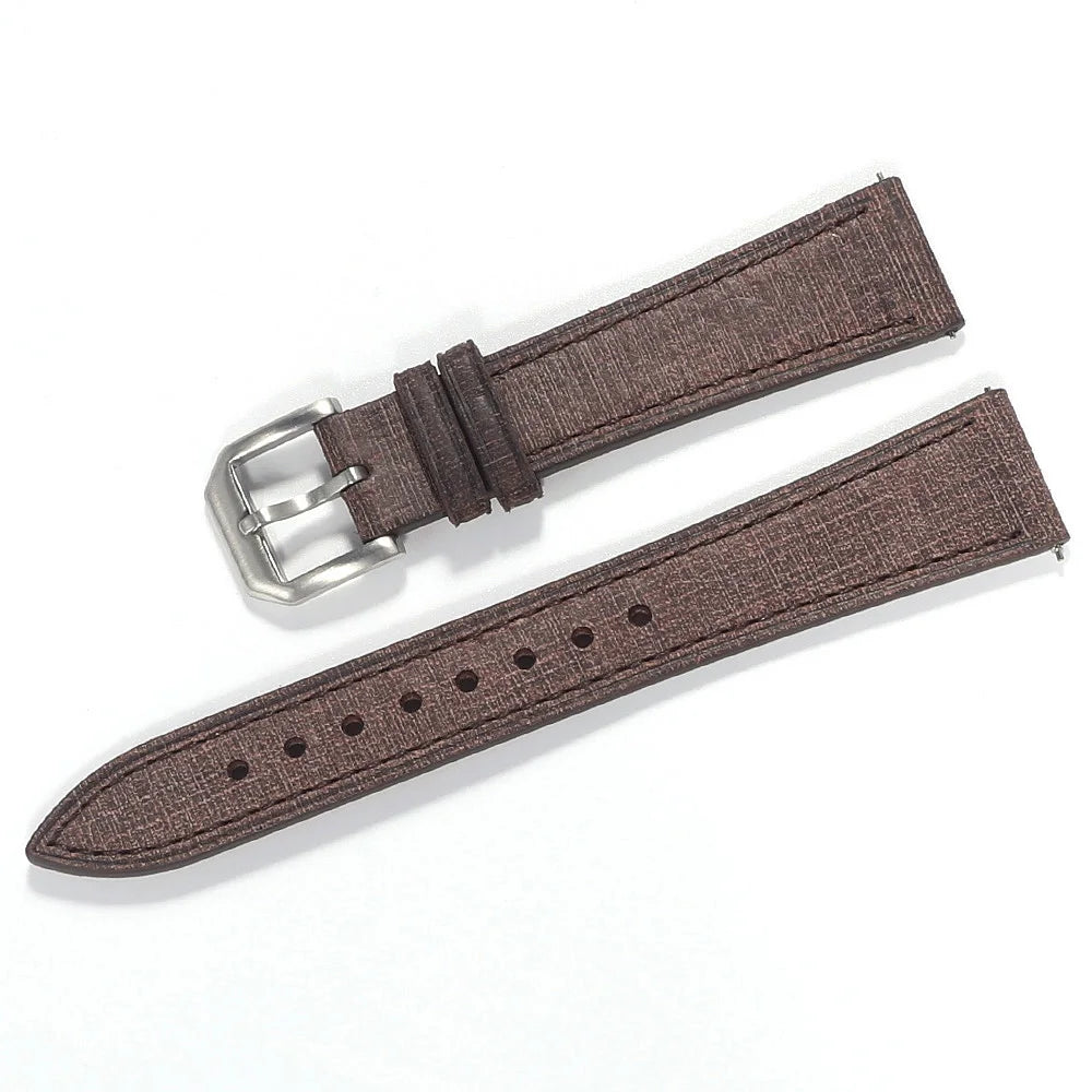 20mm 22mm Italian Leather Watch Strap Premium Handcrafted Linen Texture Tanned Babele Watchband Quick Release Retro Wristband