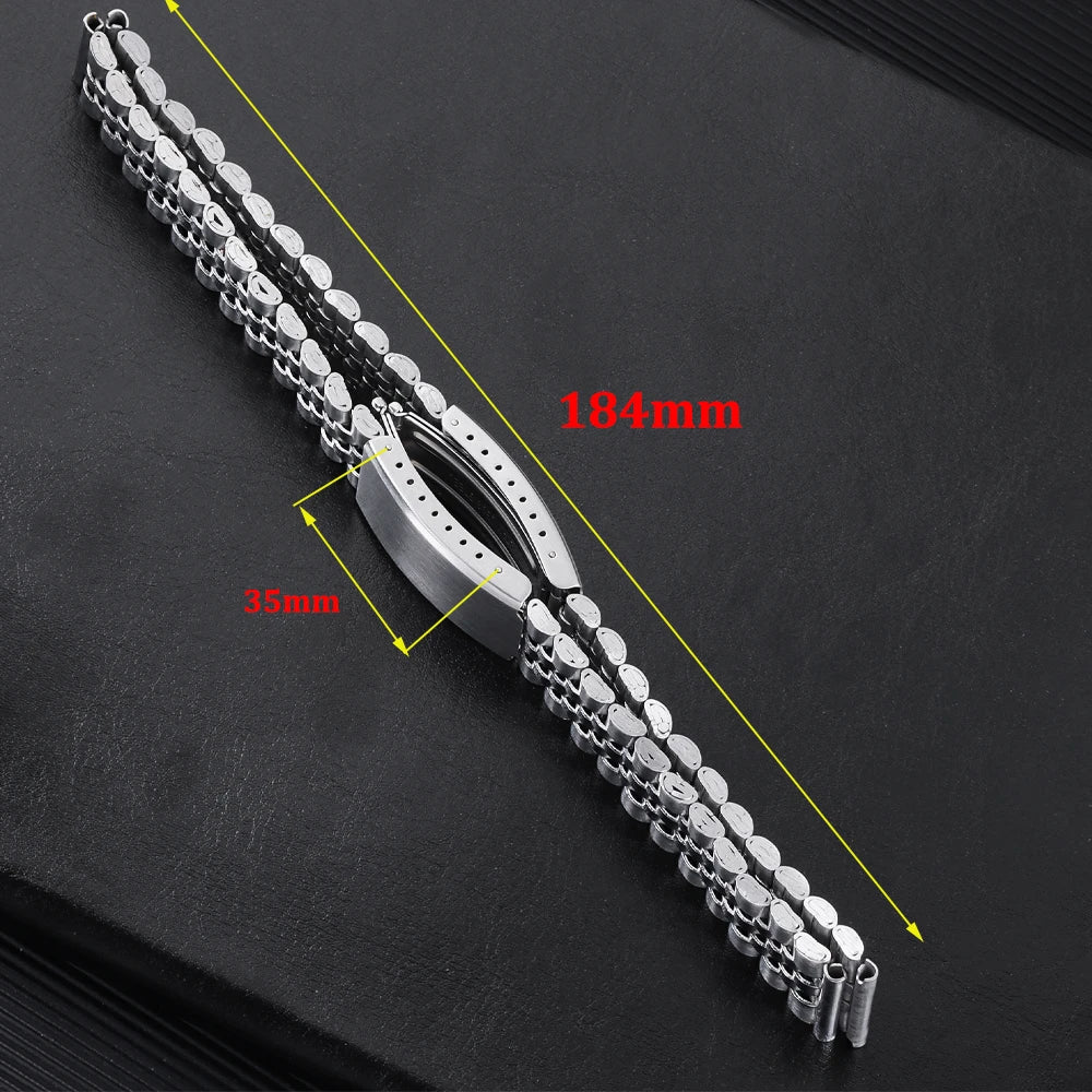 12mm 14mm 16mm 18mm 20mm 22mm Universal Metal Wrist Strap Stainless Steel Watch Band Adjusted Folding Buckle Bracelet Accesories