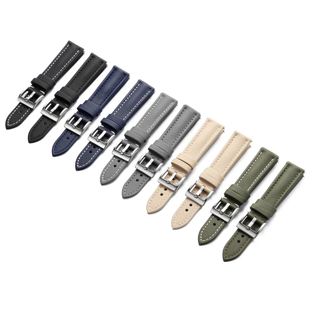 Premium Sailcloth Strap 18mm 19mm 21mm for Omega for Rolex Watch Band Butterfly Buckle Nylon Bracelet 20mm 22mm Quick Release