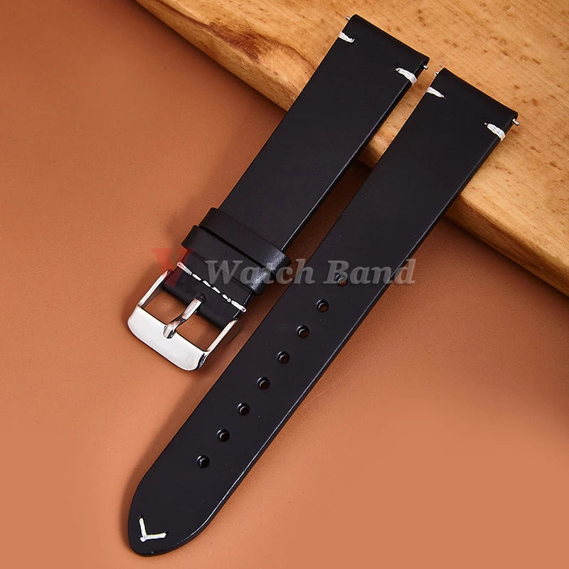 18mm 19mm 20mm 21mm 22mm 24mm Wristband Retro Oil Wax Genuine Leather Watchband Quick Release Calfskin Strap for Seiko for Rolex