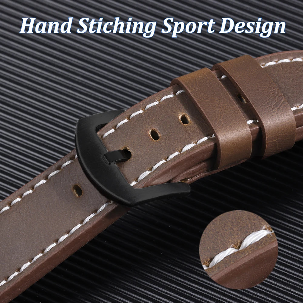18mm 20mm 22mm 24mm Geniune Retro Calfskin Leather Watchband Sport Vintage Yellow Brown Wrist Strap for Samsung for Huawei