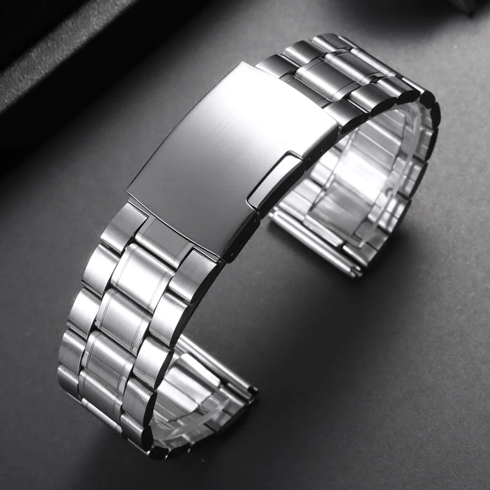 Universal Adjustable Watchband for Rolex Diving Metal Belt Bracelet for Omega 18/20/22mm Solid Stainless Steel Strap for Seiko
