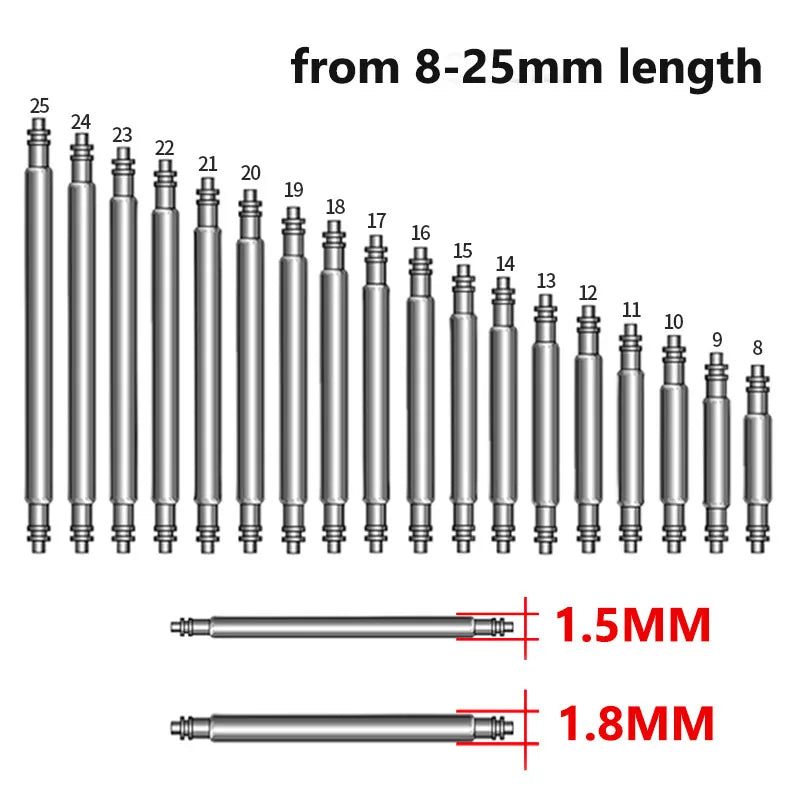 270 360pcs/set Strainless Steel Spring Bars Pins Dia 1.5/1.8mm Length 8mm-25mm/6mm-23mm Watchband Strap Belt Watch Repair Tools
