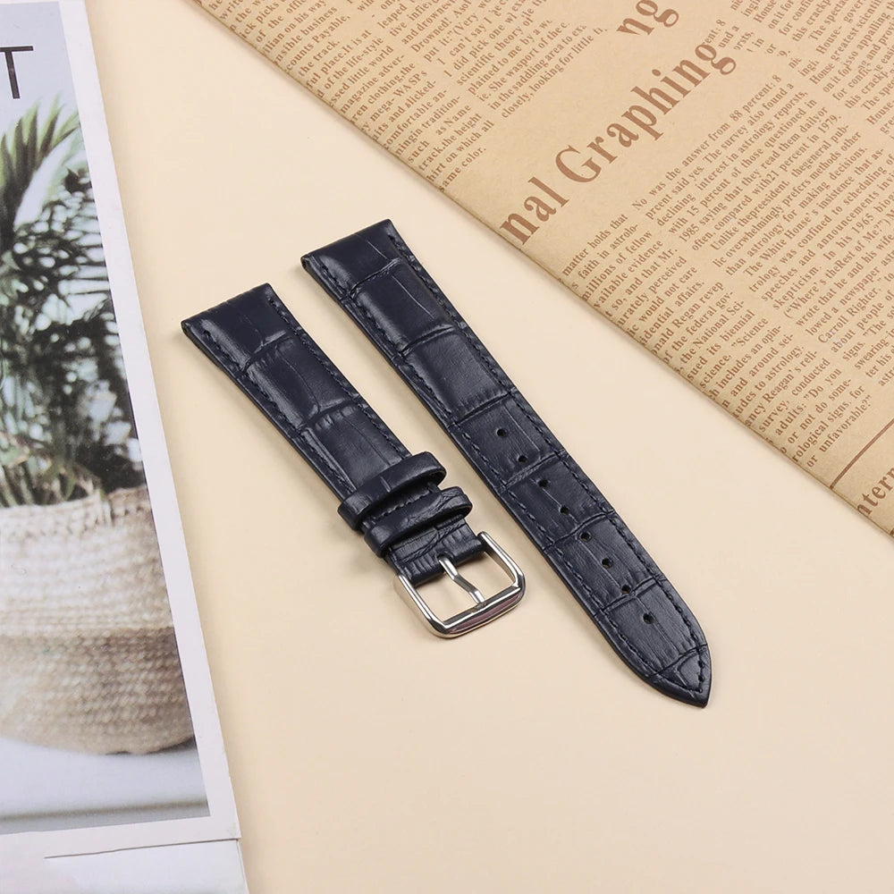 18mm 20mm 22mm 24mm Genuine Leather Watchband Crocodile Pattern Straps Mens Replacement Universal Bracelet