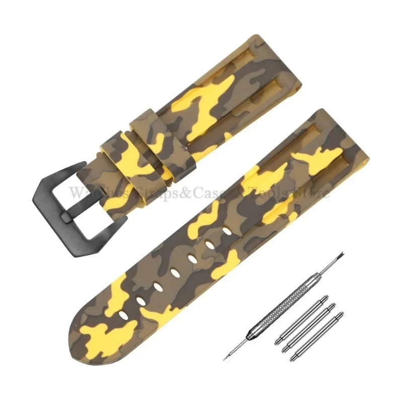 Camouflage Rubber Strap For Panerai Band 20mm 22mm 24mm 26mm Silicone MenSport Waterproof Wristband For Omega Universal Bracelet