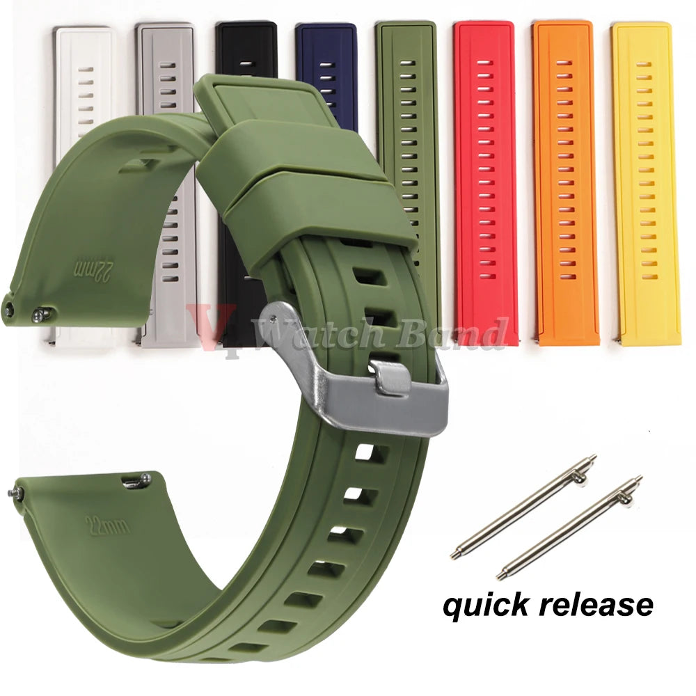 Quick Release Silicone Band for Samsung Galaxy Universal Watch Straps 20mm 22mm 18mm for Huawei Gt2 Gt3 Women&Men Accessories