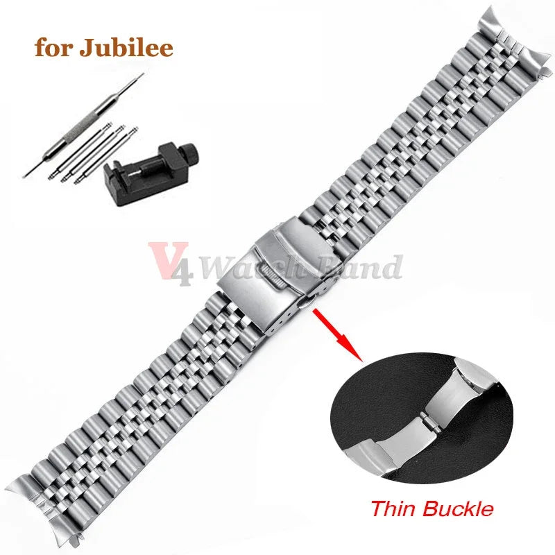 For Seiko SKX007 SKX009 Solid Stainless Steel Watch Band 20mm 22mm Men's Sports Strap for Jubilee Curved End Bracelet for Oyster