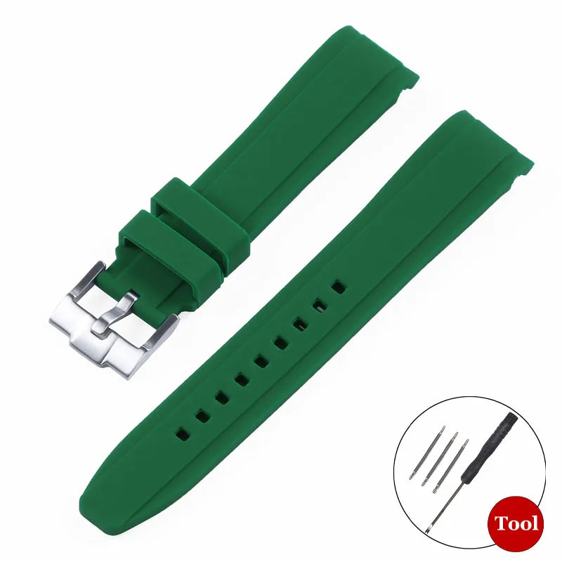 20mm Curved Rubber Watch Strap for Omega for Swatch for Moonswatch Soft Waterproof Sport Wrist Bracelet Women Men Accessories