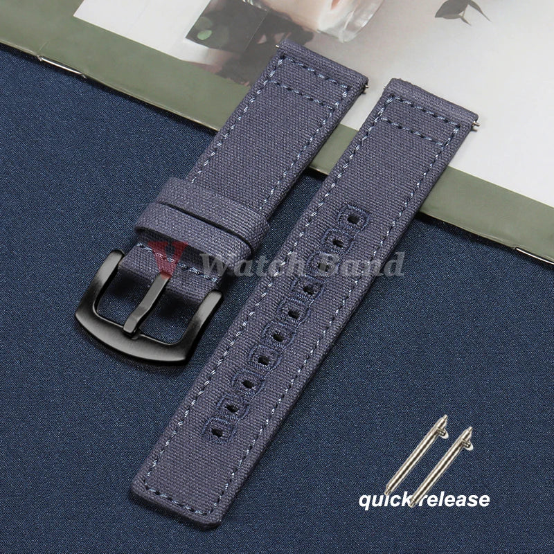 Quick Release Bracelet 18mm 20mm 22mm for Huawei Strap Braided Canvas Watch Band for Samsung Galaxy 3/4 40/44mm Classic 46/42mm