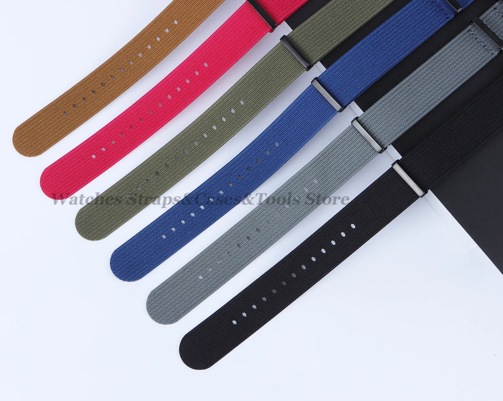 New Ribbed Nylon Strap 20mm 22mm for Seiko Military Fabric Braid Ballistic Watchband for Samsung Galxy Watch3/4/5/6 Black Buckle