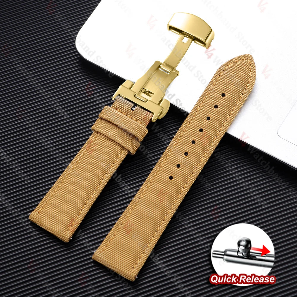 Sailcloth Strap 20mm 22mm for Rolex Nylon Watch Band for Seiko Men Sport Business Quick Release Green Butterfly Buckle Wristband