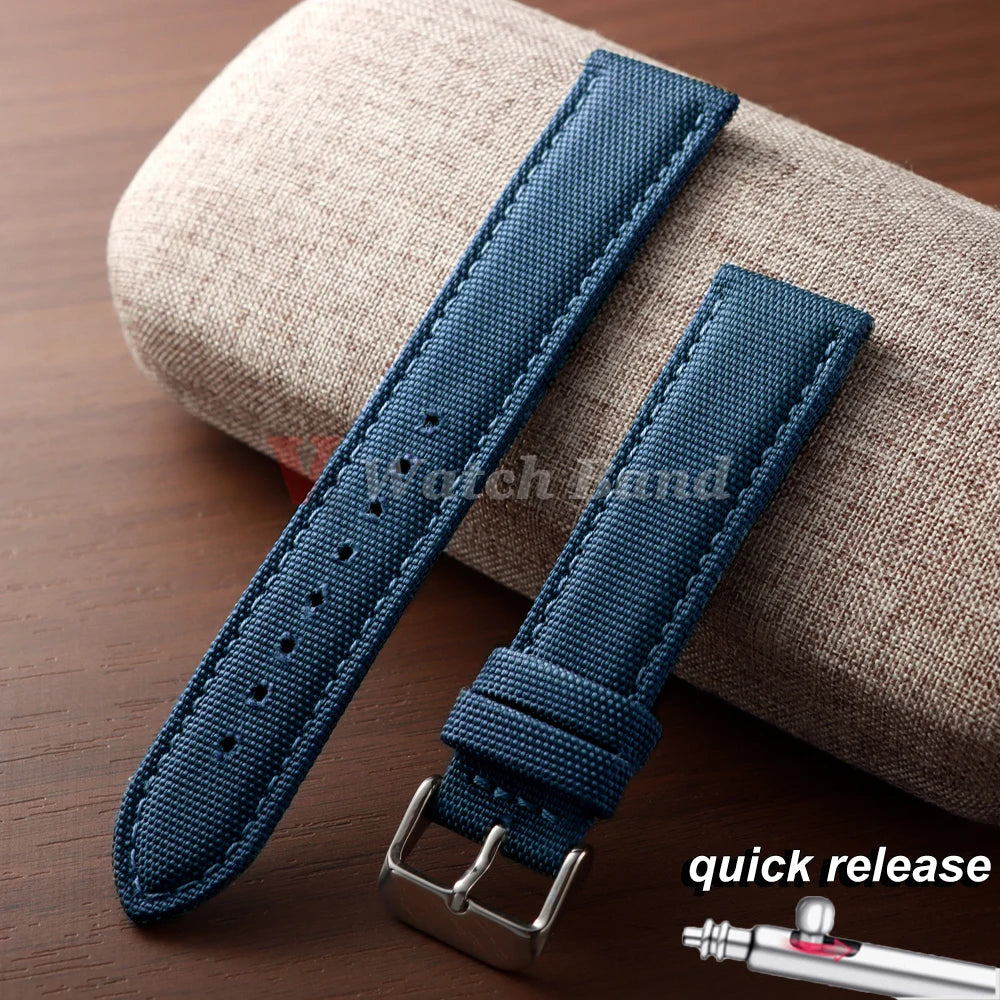 Sailcloth Strap for Omega Genuine Sailcloth Watch Band Premium Two Sided Nylon Quick Release Bracelet 20mm 22mm Sport Wristbelt