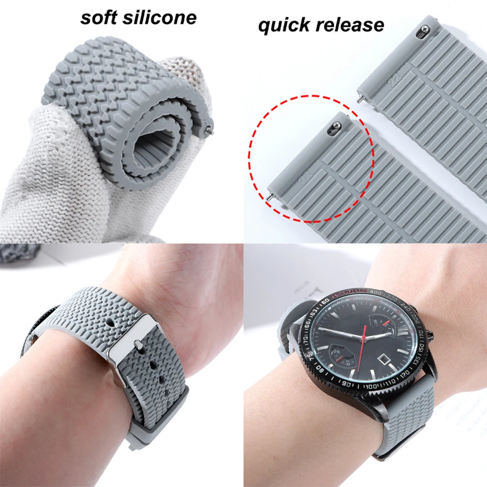 18mm 20mm 22mm 24mm Silicone Watch Band Quick Release Soft Rubber Strap for Seiko Bracelet for Rolex Sport Replacement Wristband