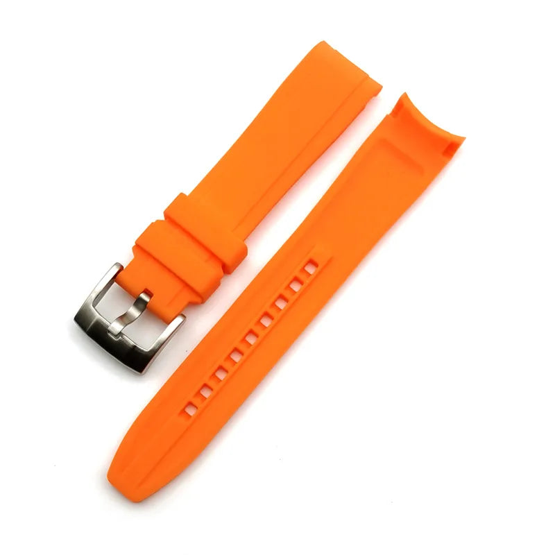 Curved End Watch Band for MoonSwatch Silicone Straps for Citizen 20mm 22mm Arc Rubber Sport Bracelet for Rolex Curved Straps