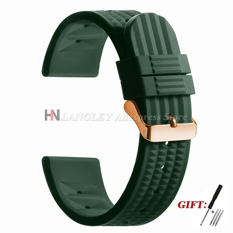 Soft Rubber Waffle Watch Band 20mm 22mm for Seiko for Rolex Water Ghost Sport Silicone Wristband Men's Replacement Strap Premium