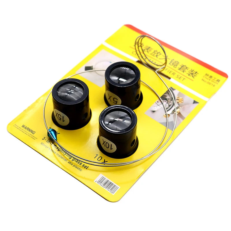 1/Set 5X 10X 15X Magnifying Glass Clip on Magnifier for Watchmaker Jewelry Watch Repair Tools Magnifying Glass Kit Service Tool