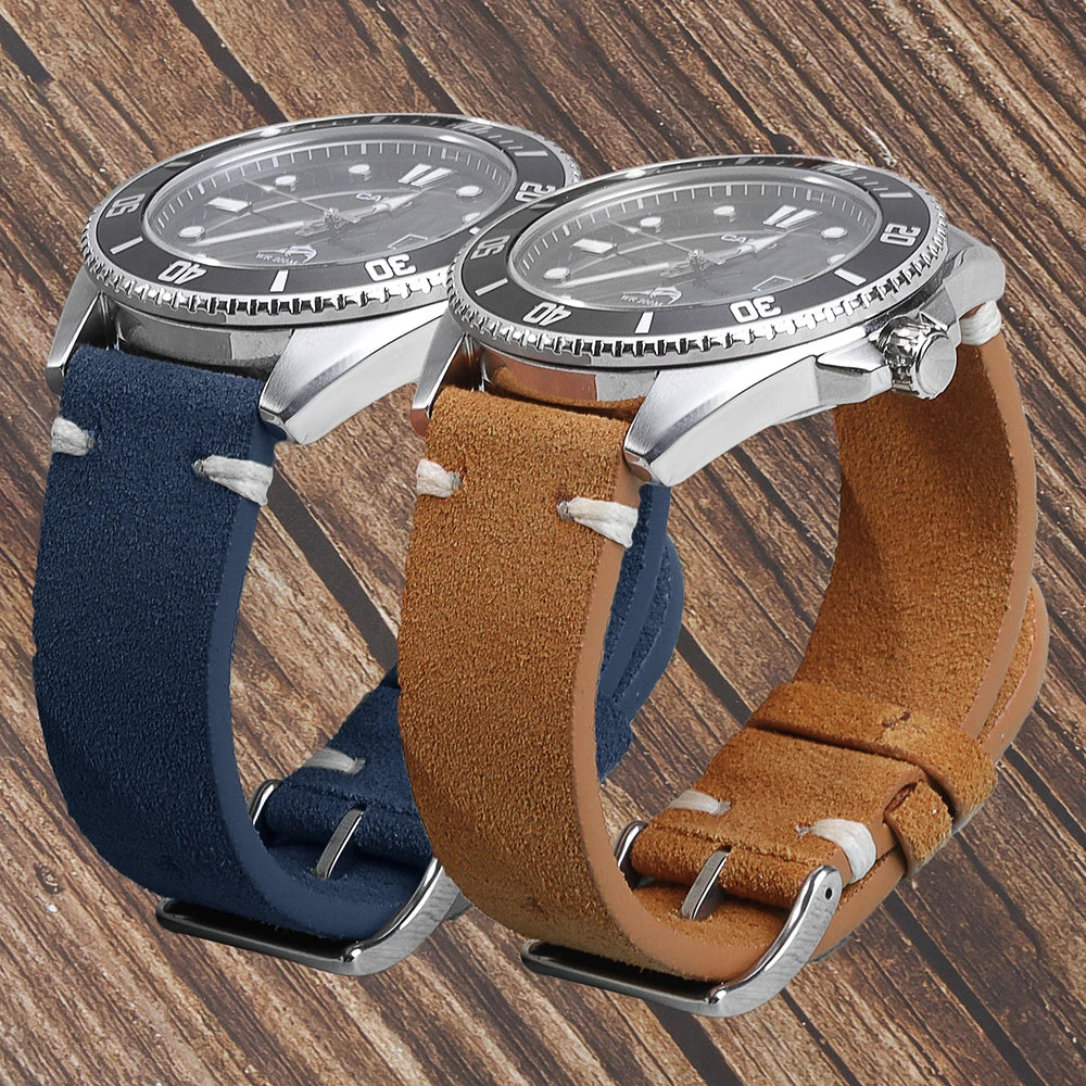 Suede Genuine Leather Watchband for Seiko Quick Release Watchband Accessories Vintage Handmade  High Quality  Strap 18 20mm 22mm