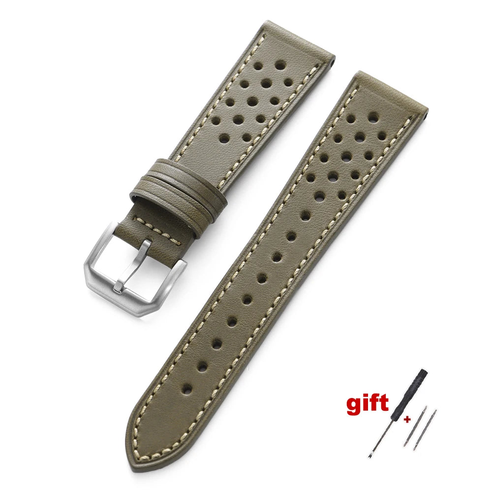 Dark Brown Watch Band Handcrafted Pueblo Italian Cowhide Strap for Omega Ventilated Design 20mm 22mm Men's Breathable Bracelets