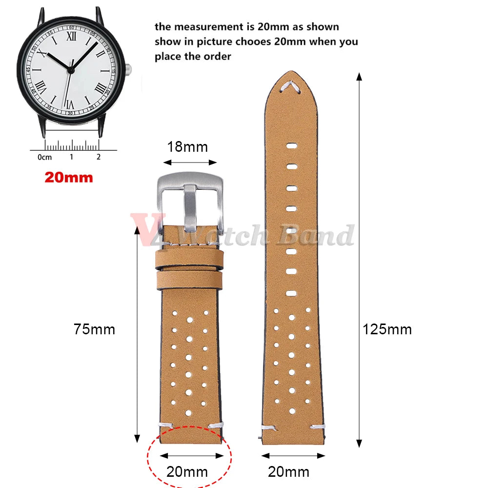 Breathable Retro Band Wristband for Samsung Galaxy Watch 6 5 4 Soft Genuine Cowhide Leather Strap for Seiko 20mm 22mm Bracelet