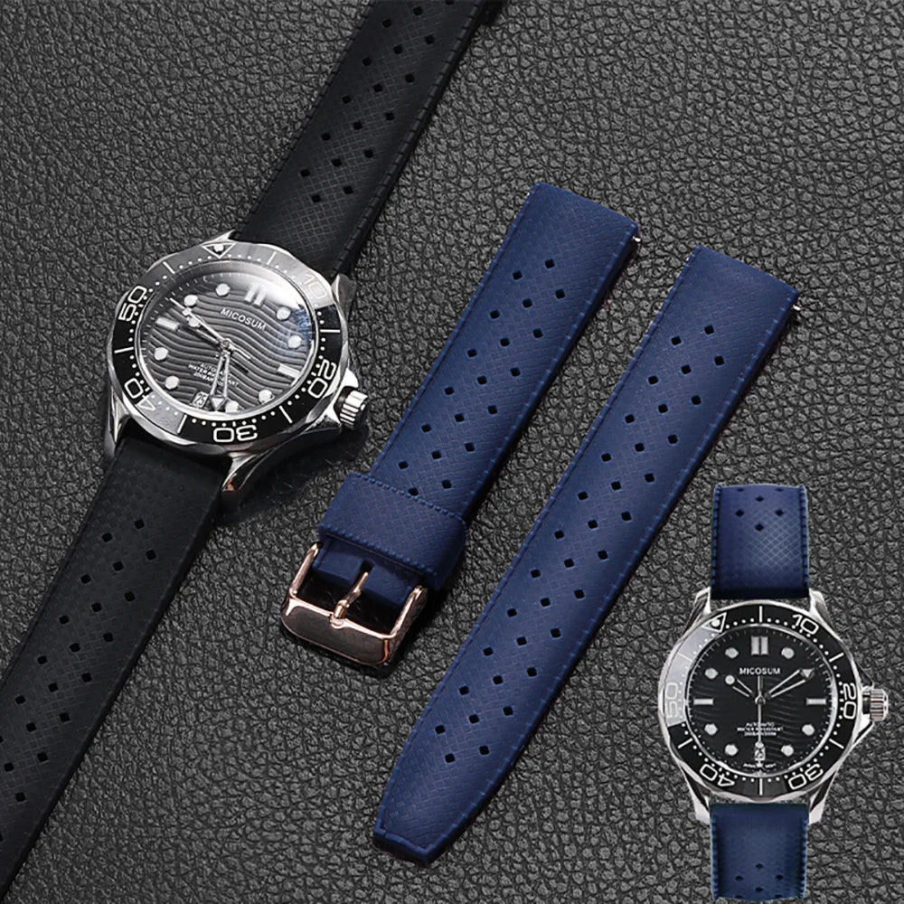 Premium Tropic Rubber Watchband for Seiko 20 22mm Quick Release Band for Fossil Strap for Oris Silicone Tropical Waterproof Band