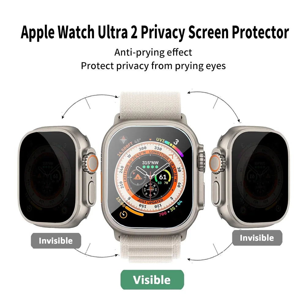 For Apple Watch Ultra 2 49MM Anti-Peeping Tempered Glass Cover For Apple Watch Ultra 49mm Anti-Glare Screen Protector Accessory