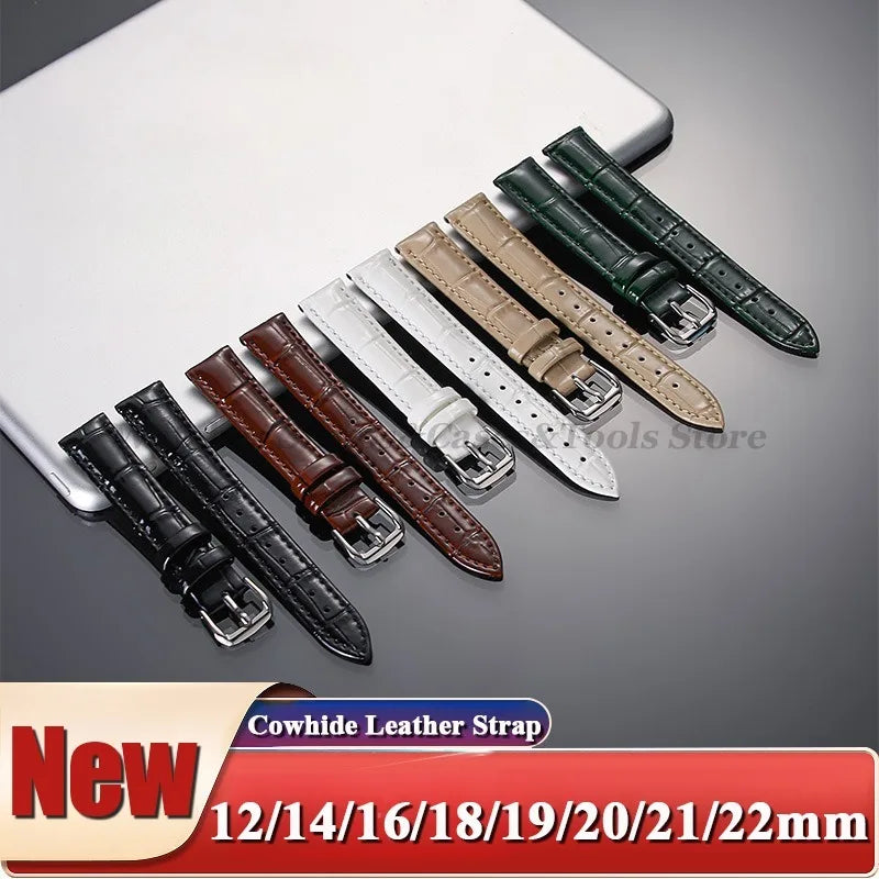 Leather Calfskin Strap Slub Pattern Watch Band 12/14/16/18/19/20/21/22mm for Seiko for Men Women Universal Watchband Accessories