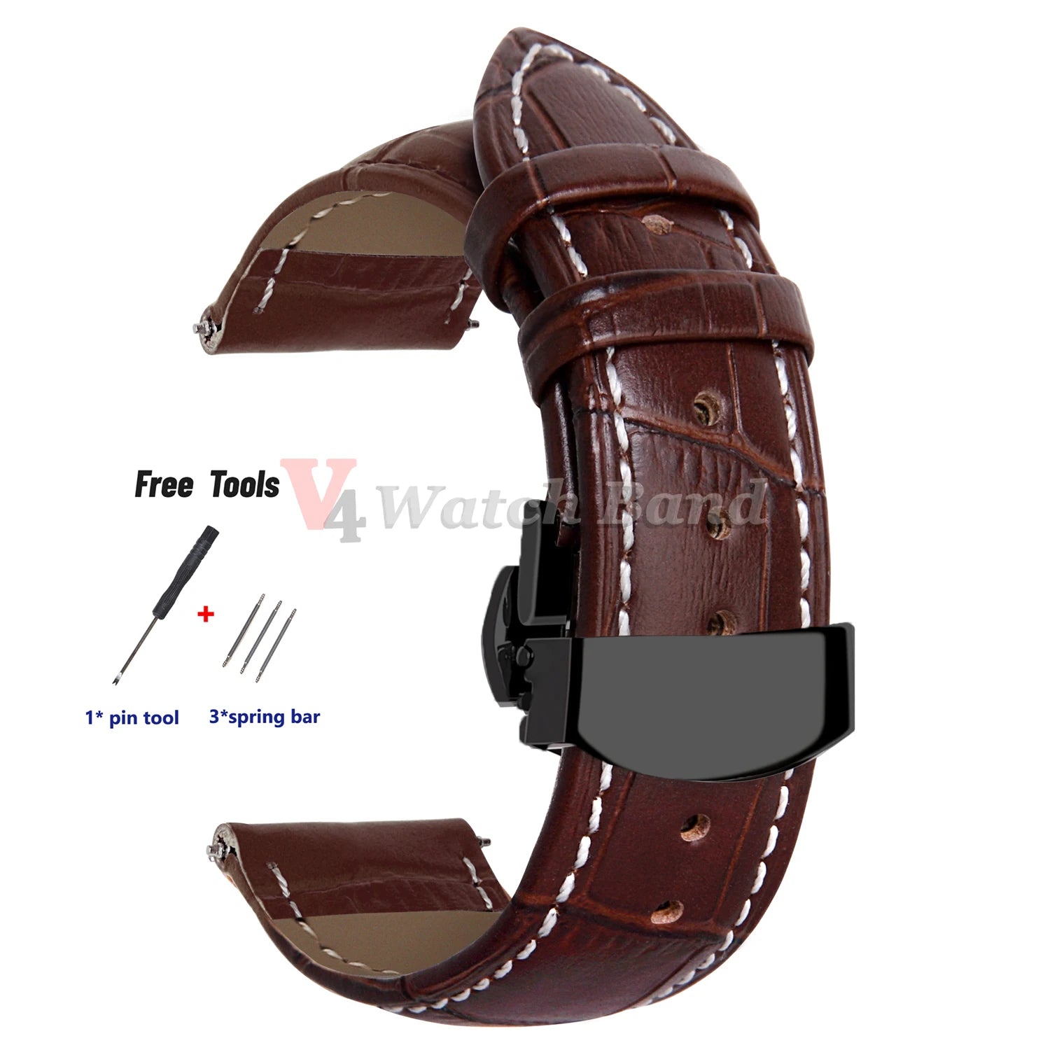 18mm 20mm 22mm 24mm Genuine Leather Watchband Crocodile Pattern Straps Men Women Replacement Universal Bracelet
