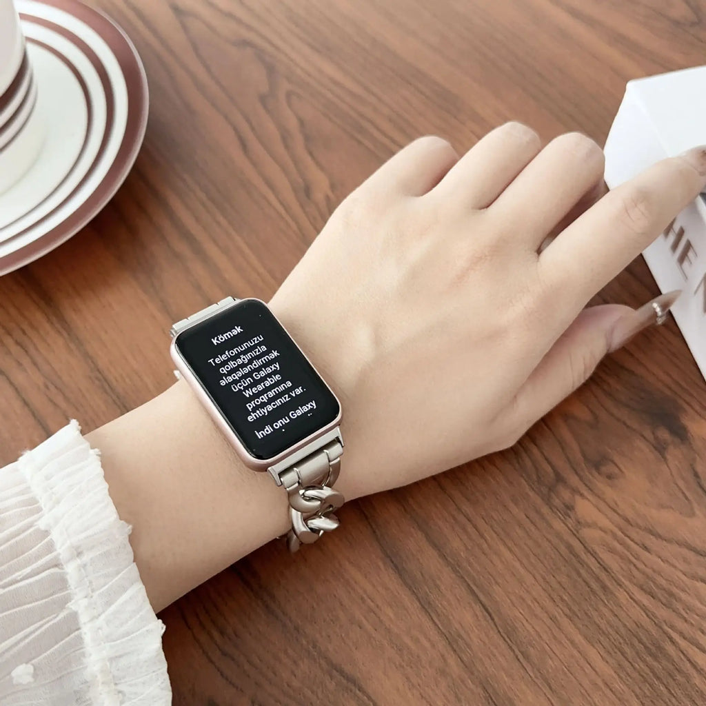 Stainless Steel Strap For Samsung Galaxy Fit 3 Metal Chain Band For Samsung Galaxy Fit 3 SM-R390 Cowboy Watchband Accessories