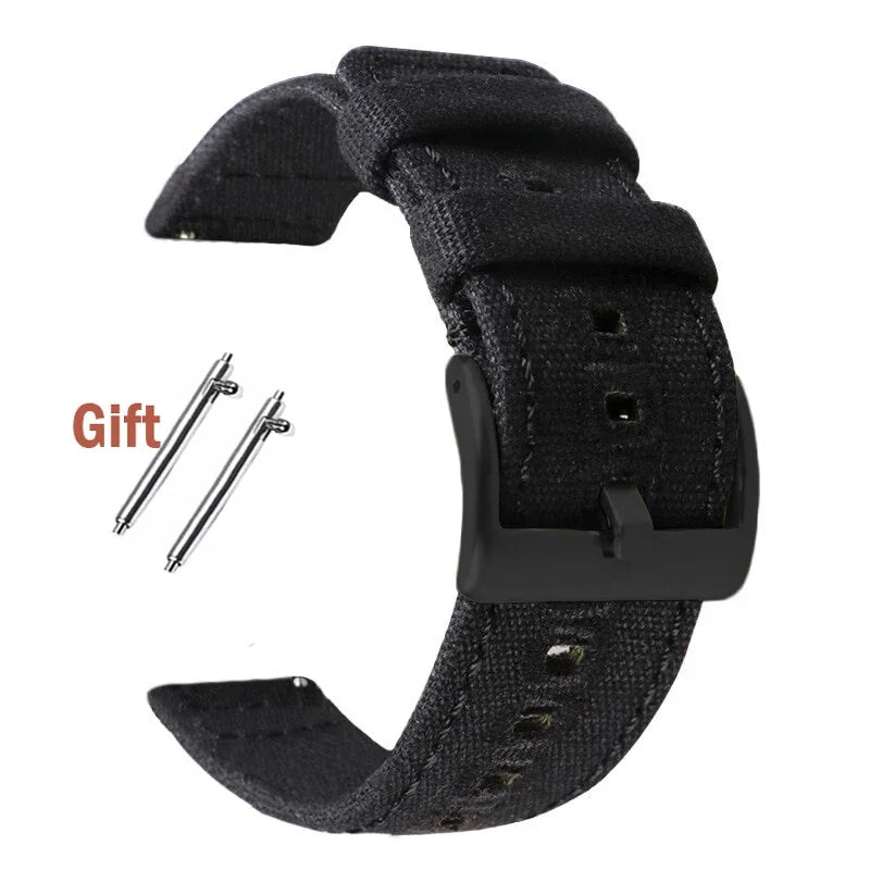 Quick Release Bracelet for Huawei Strap18mm 20mm 22mm Braided Canvas Watch Band for Samsung Galaxy 3/4 40mm 44mm Classic 46/42mm