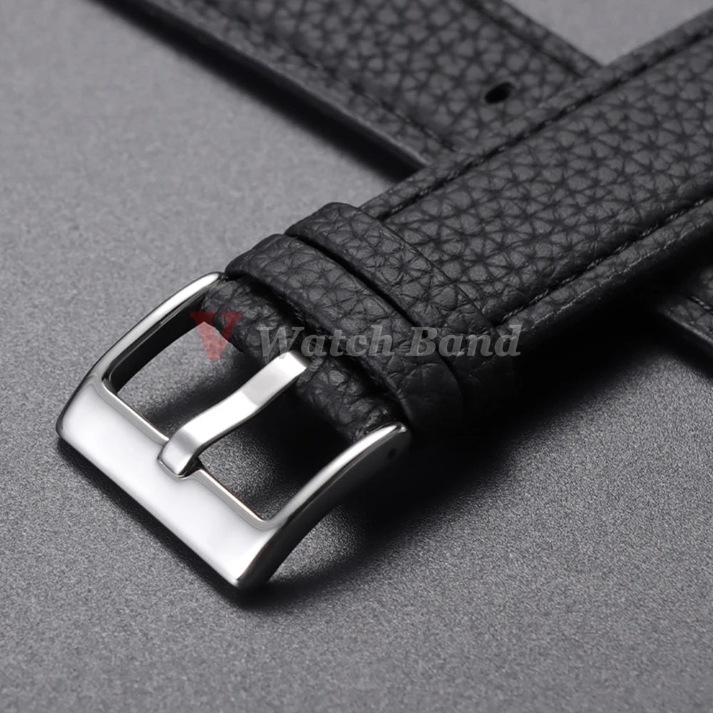 Universal Wristbelt 22mm Leather Business Strap for Omega for Seiko Lychee Pattern Leather Watchband Quick Release Soft Bracelet