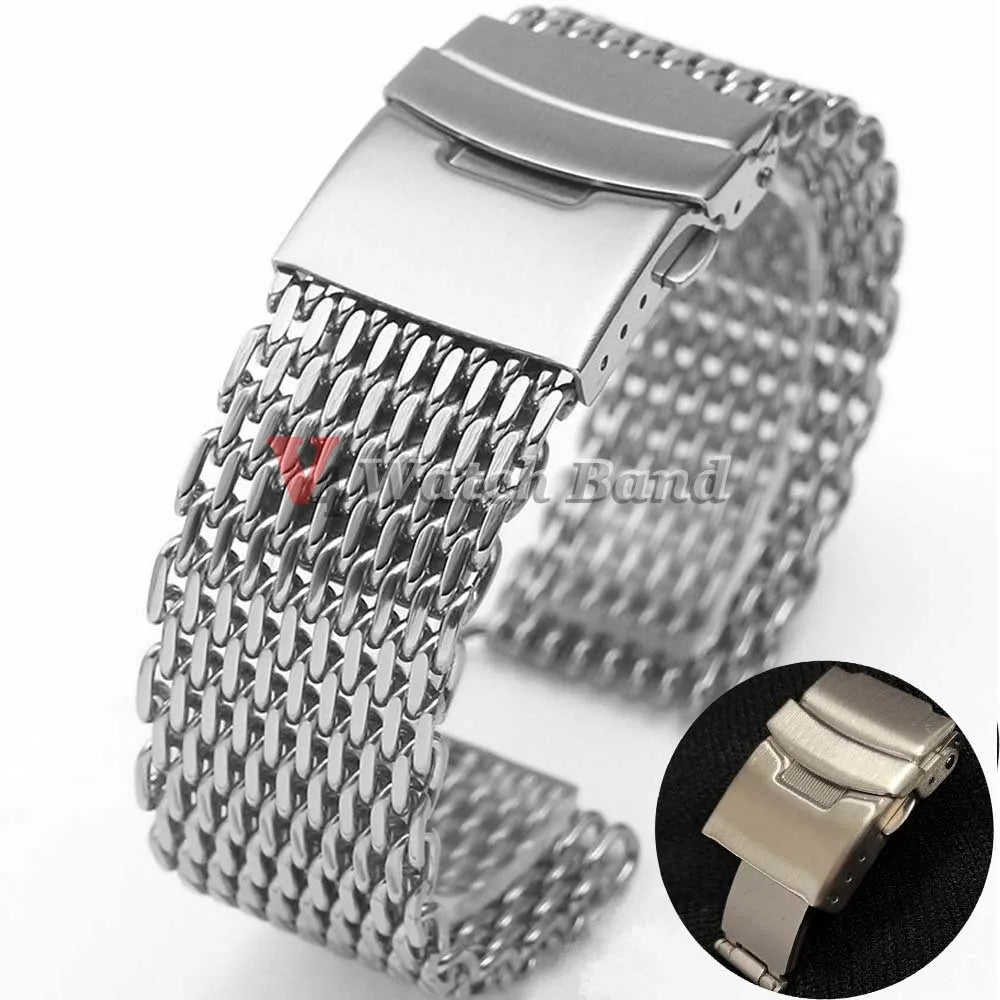 Luxury Shark Mesh Stainless Steel Watch Band for Seiko 20mm 22mm Belt  Milanese Strap for Samsung for Casio for Citizen Bracelet