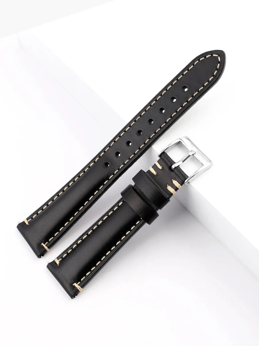 Retro Cowhide Watch Strap for Seiko for Casio 20mm 22mm 24mm Watch Accessories Men Women Red Wrist Belt Bracelet