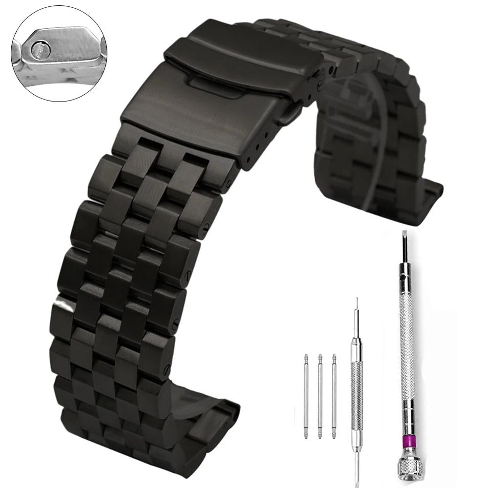 High Quality Full Solid Screw Stainless Steel Watch Band for SEIKO SKX007/009 SKX173/175 Wristband 18/20/22/24/26mm Bracelet