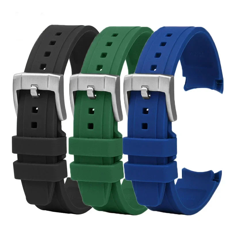20mm Curved Rubber Watch Strap for Omega for Swatch for Moonswatch Soft Waterproof Sport Wrist Bracelet Women Men Accessories