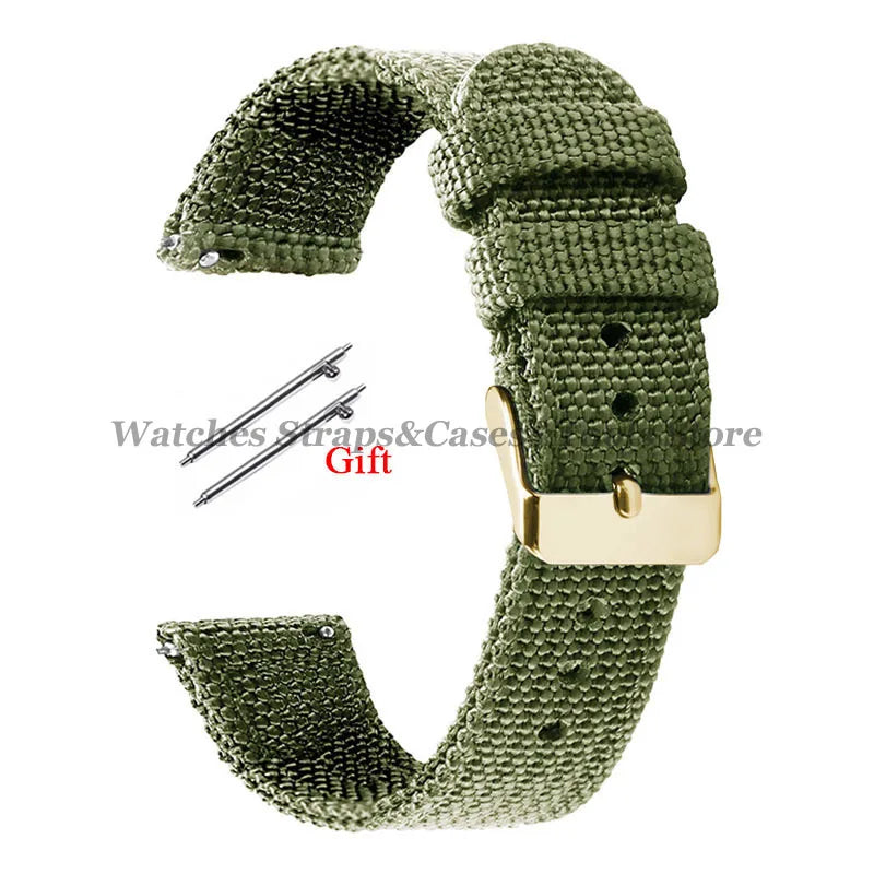 18mm 20mm 22mm 24mm Nylon Canvas Watchband Woven Soft Universal Bracelet for Seiko for Huawei Watch Men Women Quick Release Band