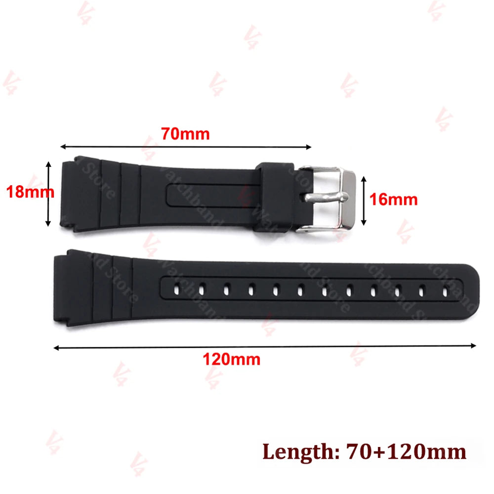 18mm Soft Silicone Watch Strap for Casio W800H SGW400 F91W F84 F105/108 A158/168 AE1200/1300 Band F-91W F84 F105 Resin Bracelet