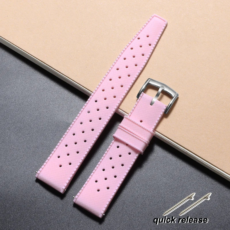 20mm 22mm Tropic Silicone Watch Strap for Seiko for Fossil Wrist Band for Oris Quick Release Rubber Bracelet Replacement