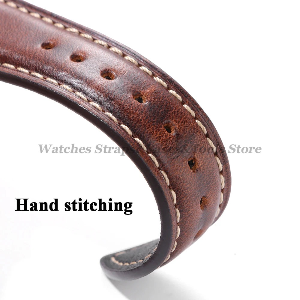 Vintage Oil Wax Leather Watch Strap 18mm 19mm 20mm 21mm 22mm for Huawei Watch GT4/GT3mm Quick Release Universal Men's Watchbands