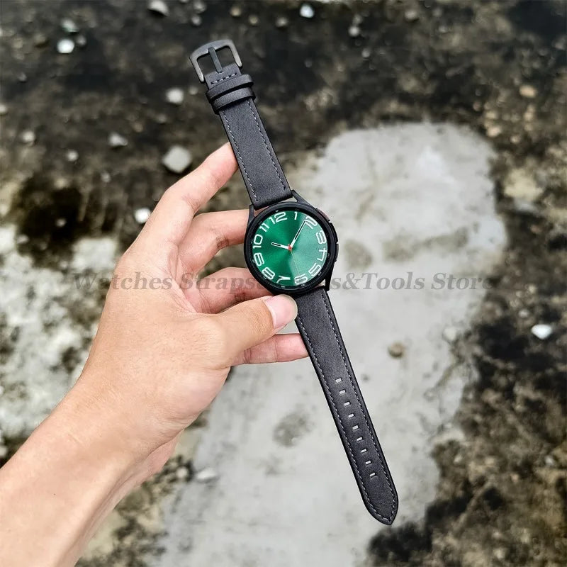 20mm 22mm Leather Strap for Samsung Galaxy Watch 7 6 5 4 40mm 44mm GearS3 Band Vintage Brown Bracelet for Huawei Watch GT5/GT4/3