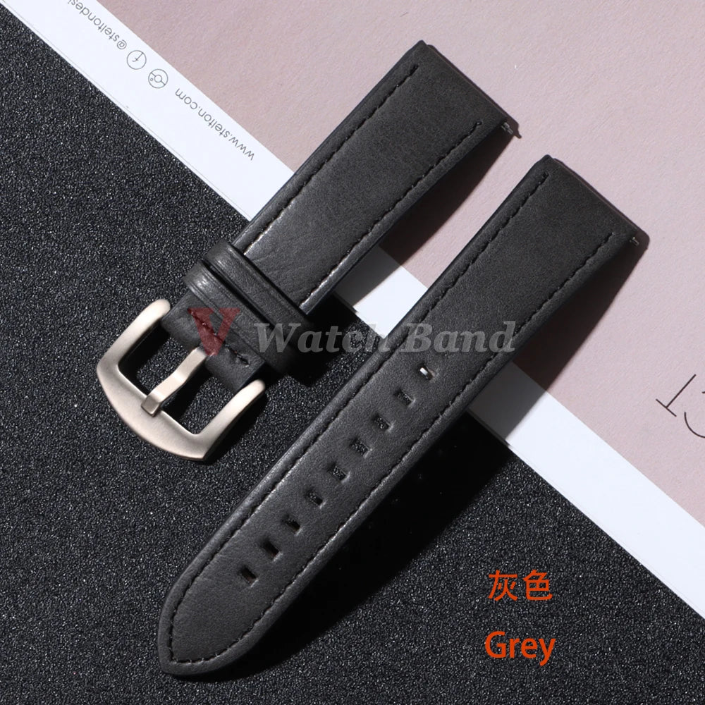 20mm 22mm Leather Strap for Samsung Galaxy Watch 6 5 4 40mm 44mm Gear Band Vintage Bracelet for Xiaomi Redmi Watch 3 Lite/Active