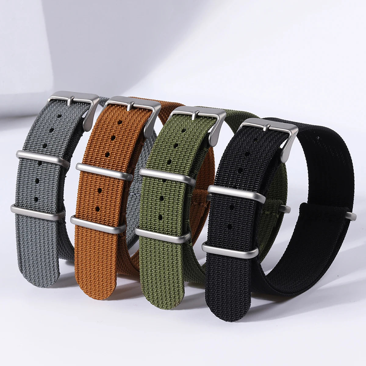 20mm 22mm Nylon Watchband for Seiko Military Braid Ribbed Men Sport Bracelet for Huawei Gt2/3 Strap for Samsung Galaxy Watch 3/4