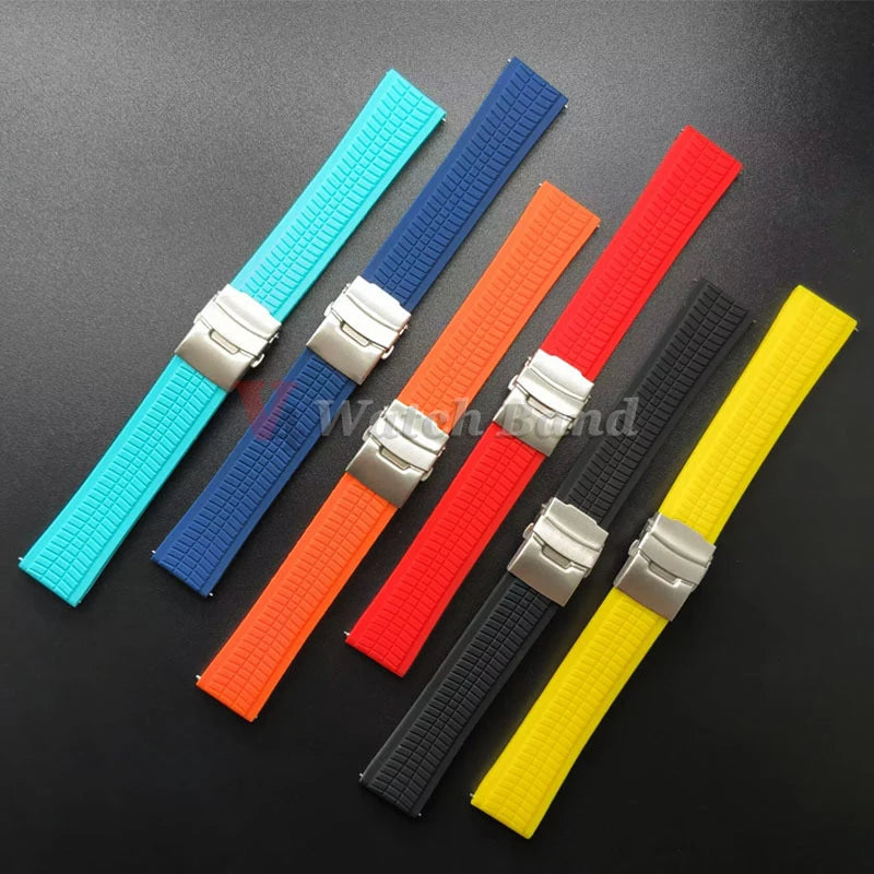 Silicone Watch Band Universal Quick Release Extended Adjust Bracelet 20/22/24mm Sports Watch Strap for Omega Watchband for Rolex