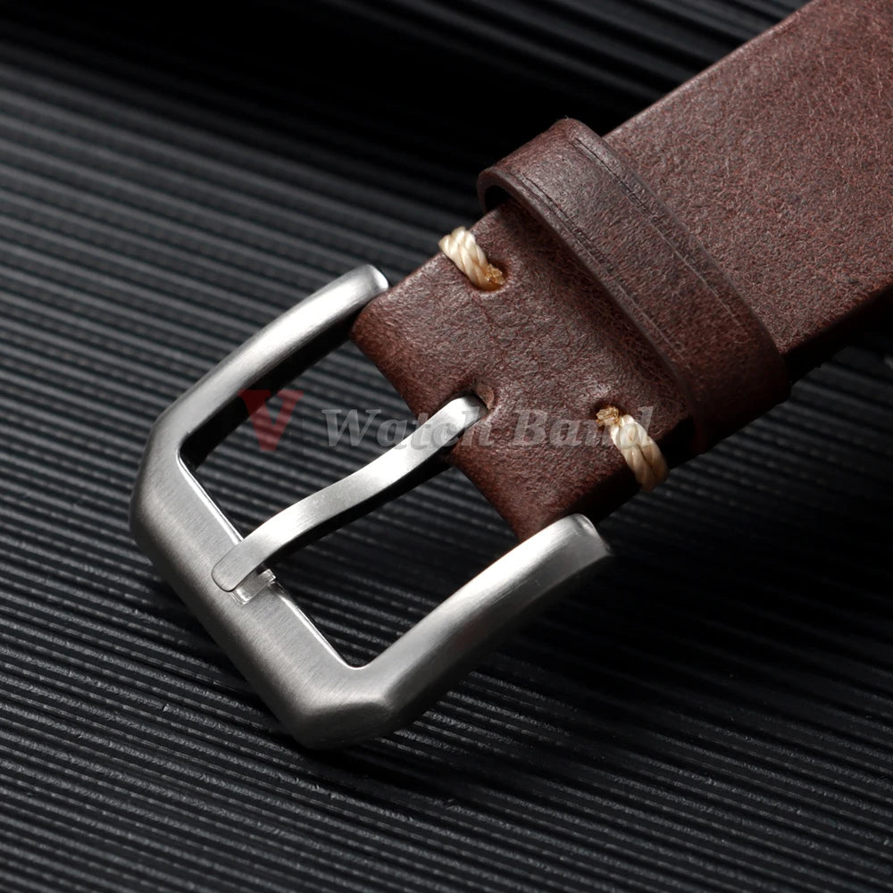 Genuine Cowhide Leather Watch Strap 20mm 22mm for Samsung Galaxy Watch 7/6/5/4 Vintage Brown Watchband Quick Release Bracelets
